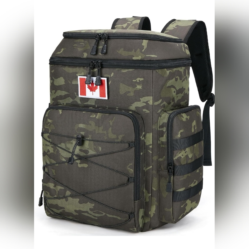 Insulated Cooler Backpack, Tactical Double Deck Cooler Bag Leakproof, Camouflage